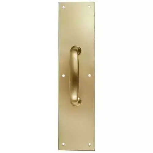 3-1/2 " x 15 " Bright Brass Pull Plate with Round Pull