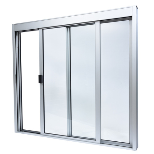 Satin Anodized Standard Size Manual DW Deluxe Service Window Glazed with Full Bottom Track