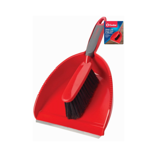 Broom with Dustpan 6" W Black/Red