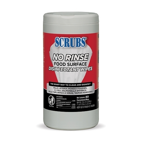 Scrubs No Rinse Food Surface Disinfectant Wipes, 80 Wipe Count Canister, 1 Each, 6 Per Case