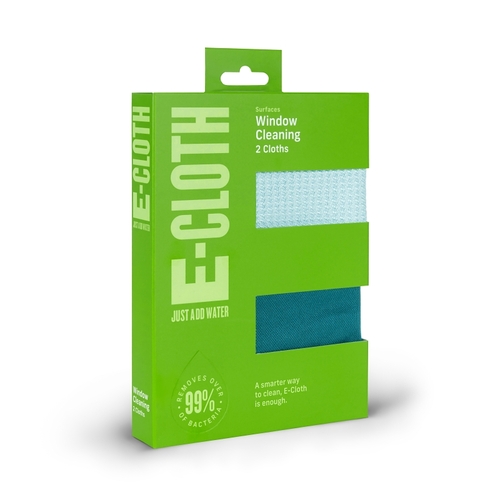 E-Cloth 10615W-XCP5 Glass and Polish Cloth Window Kit Microfiber Gree - 2 per pack x5 packs