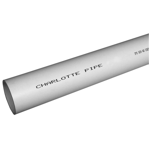 Charlotte Pipe 30650 Pipe, 1-1/2 in, 20 ft L, SCH 40, PVC, White