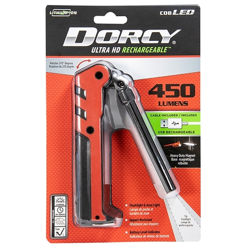 Dorcy 41-4343 Ultra HD Series 41-4343 Flashlight/Work Light, Lithium-Ion, Rechargeable Battery, LED Lamp, 450 Lumens