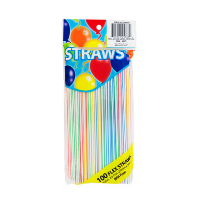 Regent Products G25888S Drinking Straws, Flexible, 100-Ct.