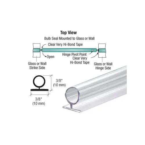 144" Translucent Vinyl Bulb Seal 3/8" Gap Clear