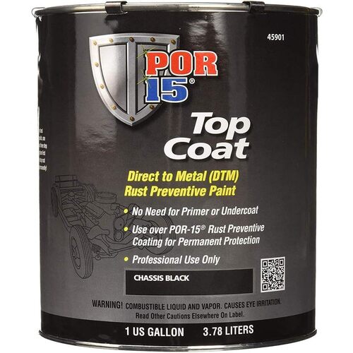 Top Coat DTM Paint, 1 gal Can, Chassis Black, Liquid, 30 to 60 min Curing