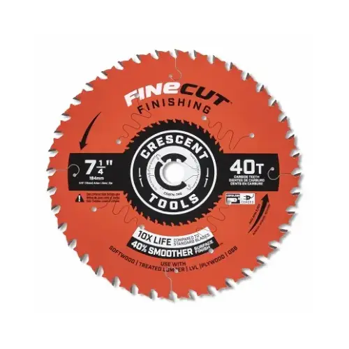 Finishing Saw Blade Finecut 7-1/4" D X 5/8" Carbide Tipped 40 teeth