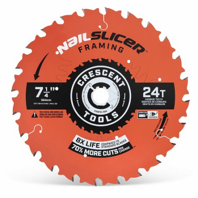 Crescent CSBFR-724-10 Circular Saw Blade NailSlicer 7-1/4" D X 5/8" Framing Carbide 24 teeth