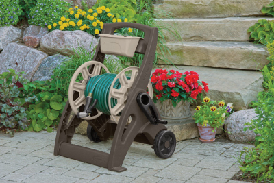 Suncast SFB200B Hose Reel Cart, 5/8 in Hose, 225 ft of 5/8 in Hose, Crank Handle, Resin Light Taupe/Mocha