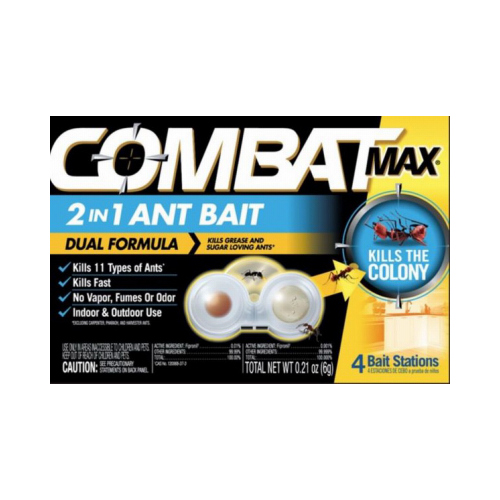 COMBAT 2933412 Dual Formula Ant Killer Bait, Indoor/Outdoor Use, 4 Stations