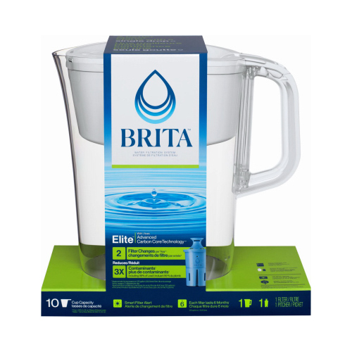 10-Cup Water Pitcher with Elite Filter, Bright White