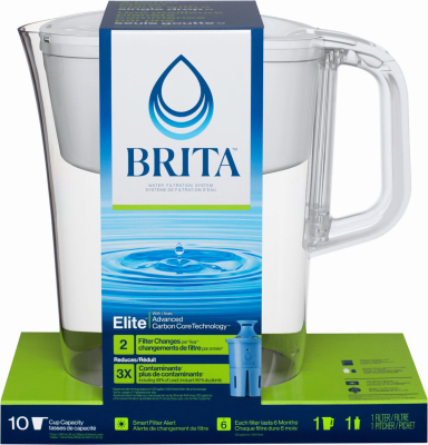 CLOROX SALES CO BRITA DIV 50688 10-Cup Water Pitcher with Elite Filter, Bright White