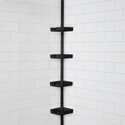 MODA AT HOME ENTERPRISES LTD 305912-BLK 4-Tier Corner Shower Caddy, Black