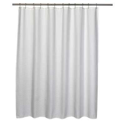 MODA AT HOME ENTERPRISES LTD 205804 Quaker Waffle Shower Curtain, White Poly/Cotton, 71 x 71 In.