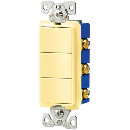 7729V-SP Combination Switch, 15 A, 120/277 V, SPST, Back Wire, Side Wire Terminal, Ivory