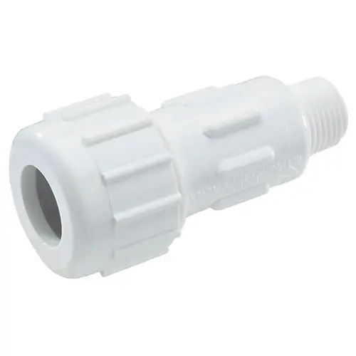 Flo-Control Series CPA-1250 Adapter, 1-1/4 in, Compression x MPT, PVC, White