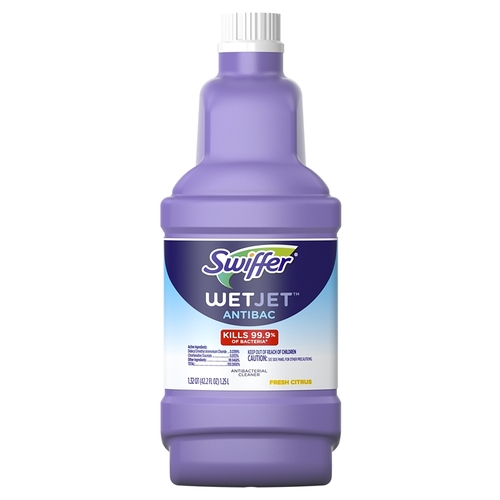 WetJet Anti-Bacterial Solution Refill, 1.25 L Bottle, Liquid, Fresh Citrus, Clear