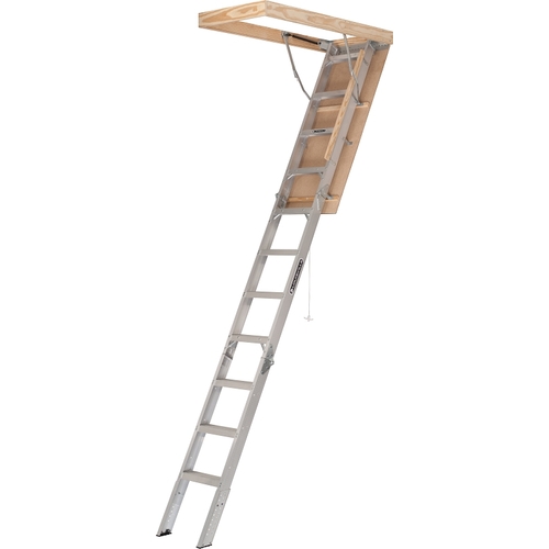 Elite Series AA2510 Attic Ladder, 7 ft 8 in to 10 ft 3 in H Ceiling, 25-1/2 x 54 in Ceiling Opening, 11-Step