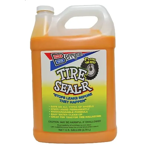 Tire Sealer, 1 gal Bottle with Pump, Liquid, Practically Odorless Opaque/Orange