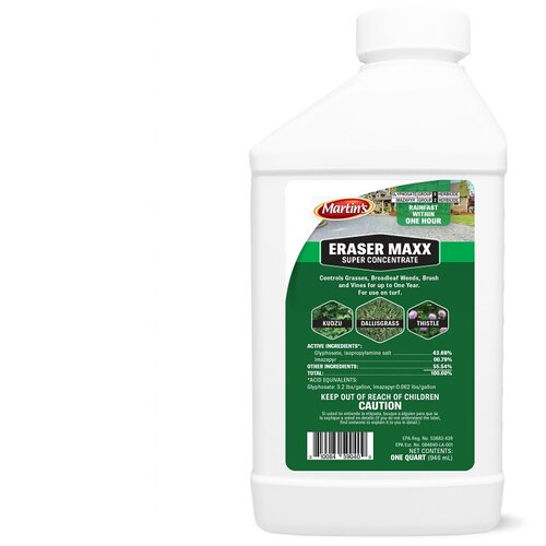 Martin's 82002488 ERASER MAX Weed Killer, Liquid, Clear Yellow, 1 qt Bottle