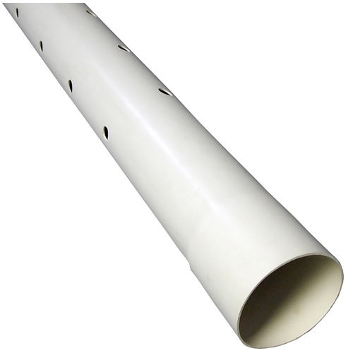 Perforated Sewer and Drain Pipe PVC 4" D X 10 ft. L Bell 0 psi