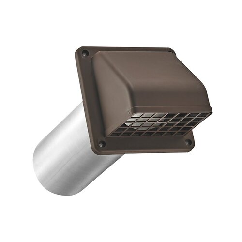 LAMBRO INDUSTRIES 224BS Dryer Vent Hood With Tail Piece, Removable Screen & Sleeve, Brown, 4-In.