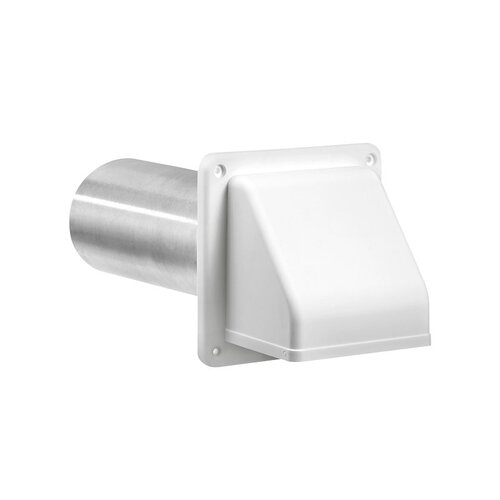 LAMBRO INDUSTRIES 222WS Dryer Vent Hood With Tail Piece, Removable Screen & Sleeve, White, 3-In.