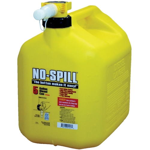 No-Spill 1467 1457 Diesel Gas Can, 5 gal, Plastic, Yellow