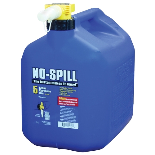 No-Spill 1466 1456 Fuel Can, 5 gal, Plastic, Blue