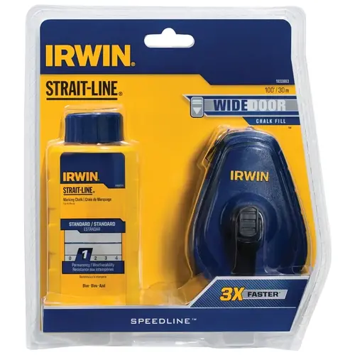 Speedline Chalk Reel, 100 ft L Line, Gear Rewind, 3:1 Gear Ratio Blue