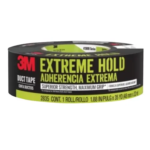 2835-B Duct Tape, 35 yd L, 1.88 in W, Black