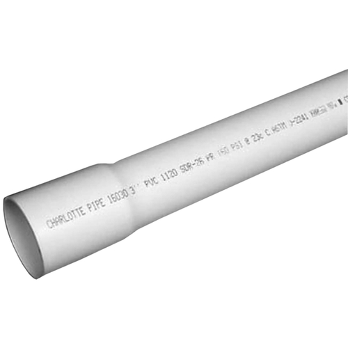 Pipe, 1-1/2 in, 20 ft L, SDR 26 Schedule, PVC