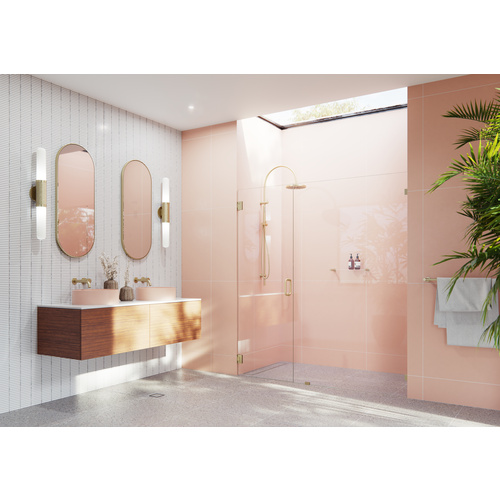 Illume 72 in. x 78 in. Wall Hinged Fully Frameless Glass Shower Enclosure Satin Brass