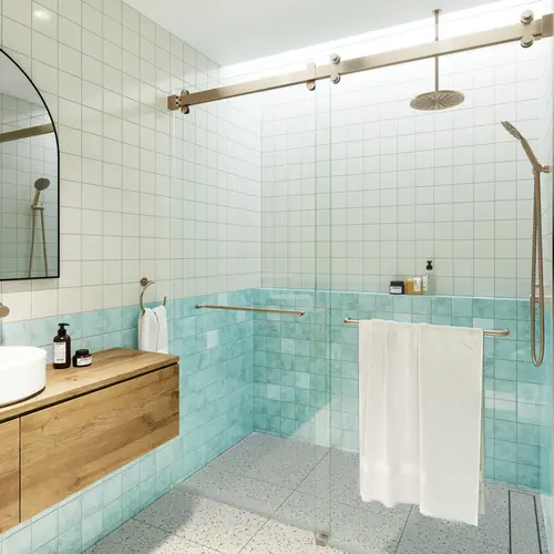 Polaris 60" x 78" Fully Frameless Glass Sliding Bypass Shower Doors with Square Hardware Brushed Bronze