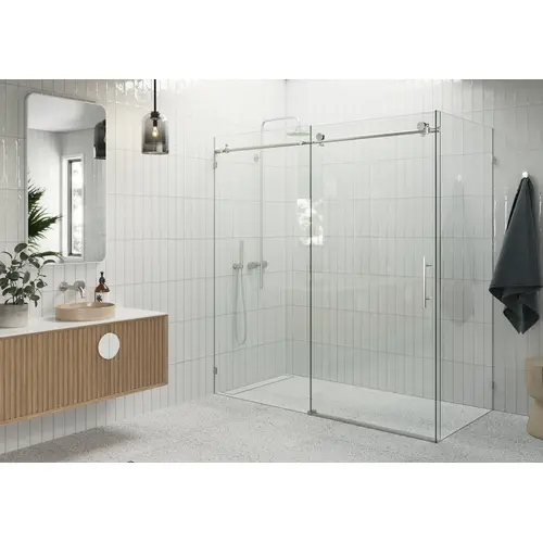 Nova 72 in. x 32 in. x 78 in. Fully Frameless 90-degree Slider Shower Enclosure Brushed Nickel