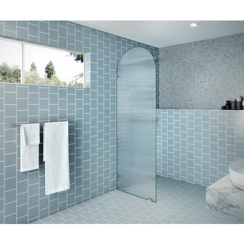 Maven 28 in. x 86.75 in. Fully Frameless Glass Shower Panel - Arched Fluted Single Fixed Panel Chrome