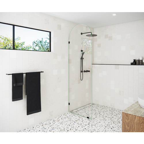 Venus 28 in. x 86.75 in. Fully Frameless Glass Shower Panel - Arched Single Fixed Panel Oil Rubbed Bronze