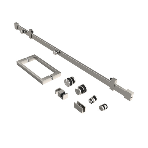 Astro 48" Stainless Steel Square Sliding Shower Door System Glass Not Included Brushed Nickel