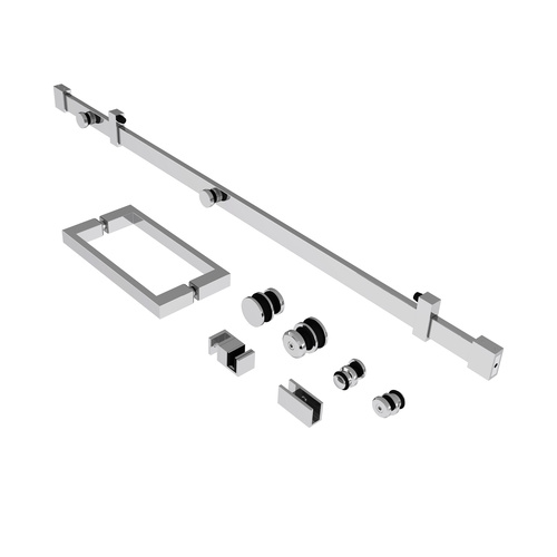 Astro 72" Stainless Steel Square Sliding Shower Door System Glass Not Included Chrome