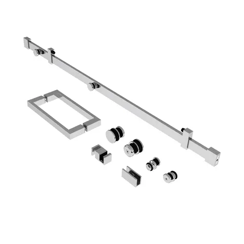 Astro 60" Stainless Steel Square Sliding Shower Door System Glass Not Included Chrome