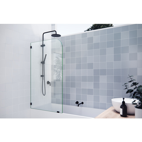 Solaris 34 x 58.25" Frameless Bathtub Shower Door - Single Fixed Panel Radius Oil Rubbed Bronze