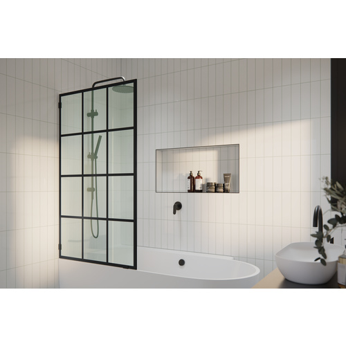 Esprit 58.25" x 30" French Monture Noir - Single Fixed Bath Panel Matte Black