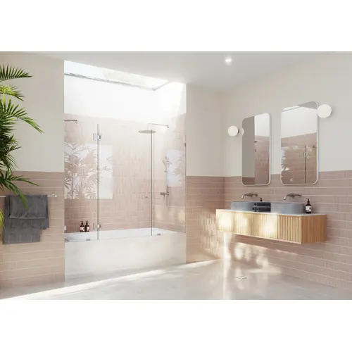 Stellar 58.25" x 72.25" Frameless 3 Panel Inline Bathtub Shower Door Brushed Nickel