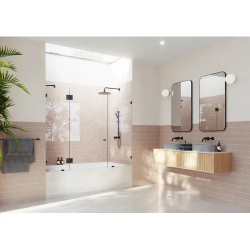 Stellar 58.25" x 70" Frameless 3 Panel Inline Bathtub Shower Door Matte Black