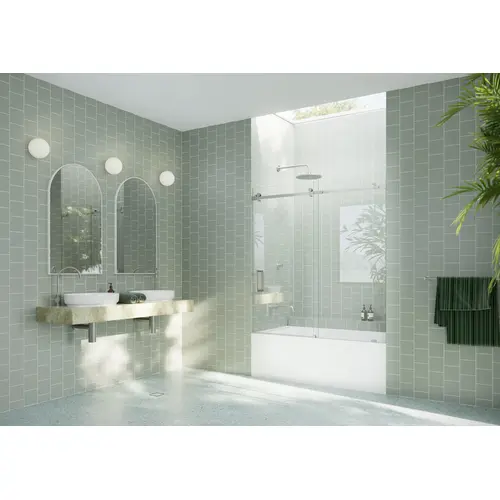 Astro 52 in. - 56 in. x 60in. Frameless Bath Tub Sliding Shower Door with Square Hardware in Brushed Nickel finish