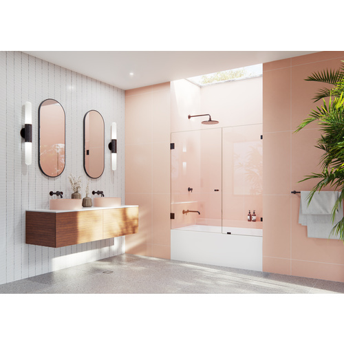 Illume 56 in. x 58.25 in. Fully Frameless Glass Bathtub Shower Door - Wall Hinge Oil Rubbed Bronze