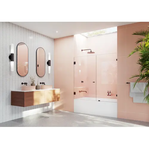 Illume 58.5 in. x 58.25 in. Fully Frameless Glass Bathtub Shower Door - Wall Hinge Oil Rubbed Bronze