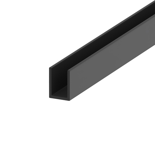 Glass Warehouse CET-34UC38-MB Cetus 3/4" Deep U-Channel for 3/8" Fixed Glass Shower Panel Matte Black 0.75" Length