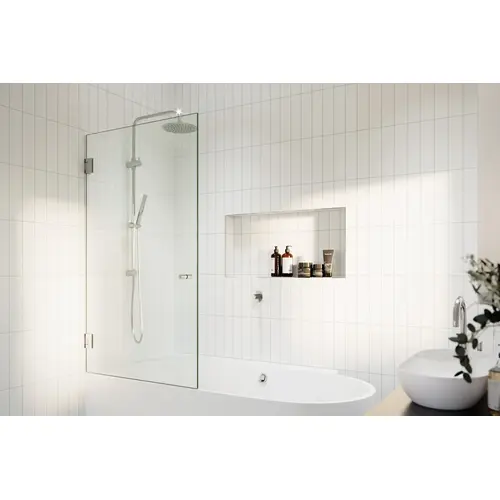 Albedo 34 in. x 58 in. Fully Frameless Glass Bathtub Shower Door Chrome