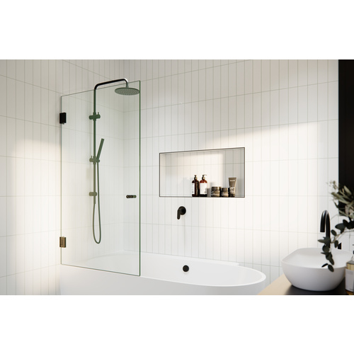 Albedo 31.5 in. x 58 in. Fully Frameless Glass Bathtub Shower Door Matte Black